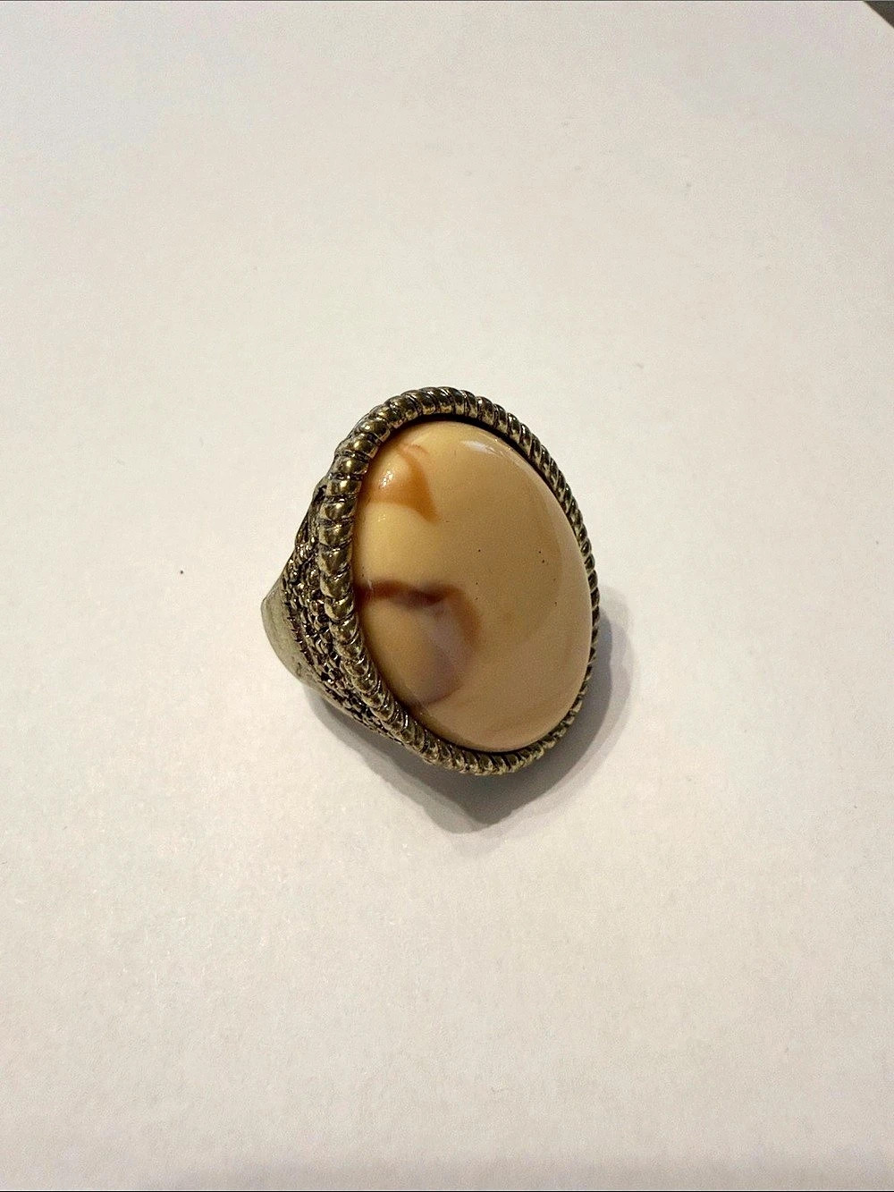 Statement Stone Ring in Brown & Gold Like New